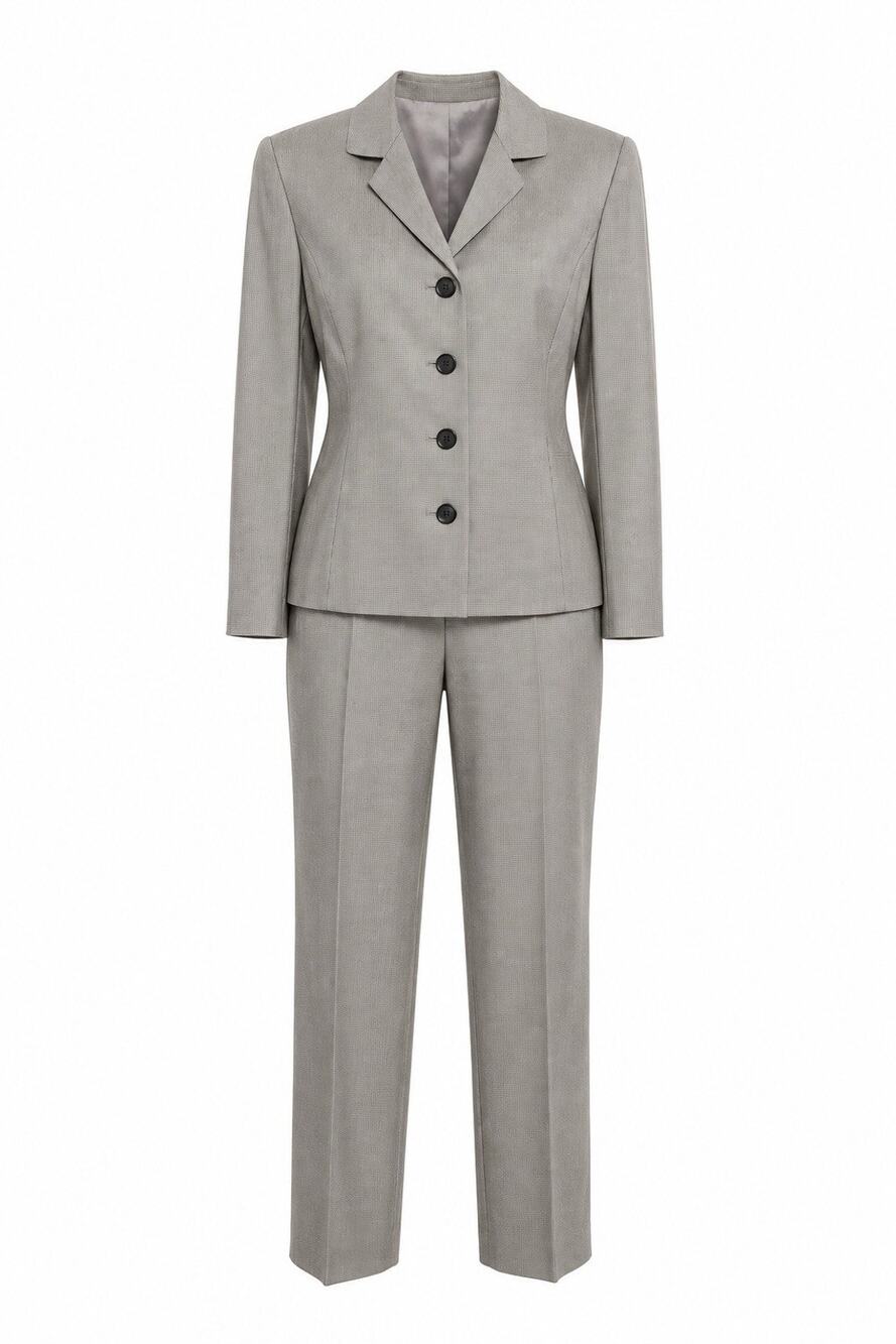 Vintage Ann Taylor 100% Silk Pant Suit Micro Houndstooth Print M Size 8 EUC